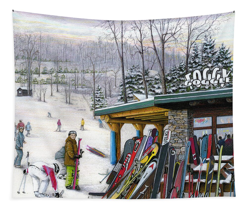 Seven Springs Tapestry featuring the painting The Foggy Goggle at Seven Springs by Albert Puskaric