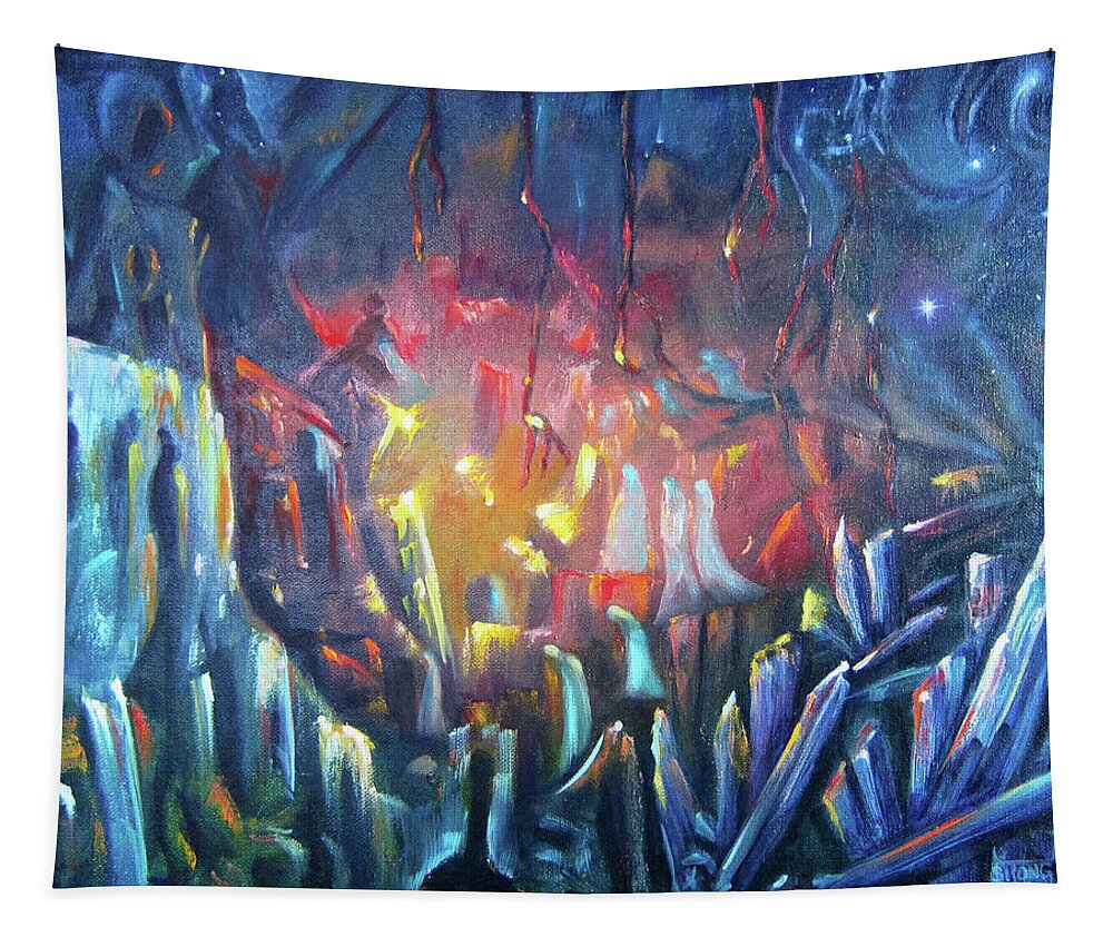 Surreal Tapestry featuring the painting The Gathering by Sherry Strong