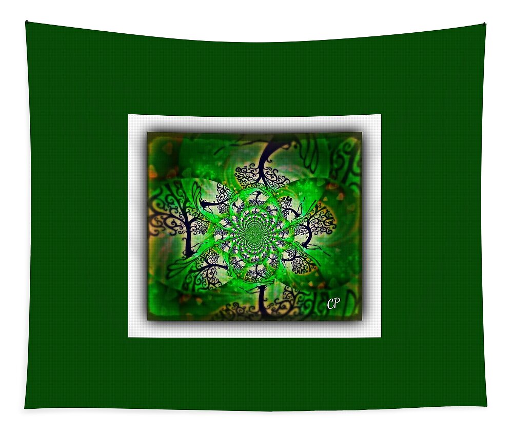 Reiki Infused Mandala Tapestry featuring the digital art The Giving Tree by Christine Paris