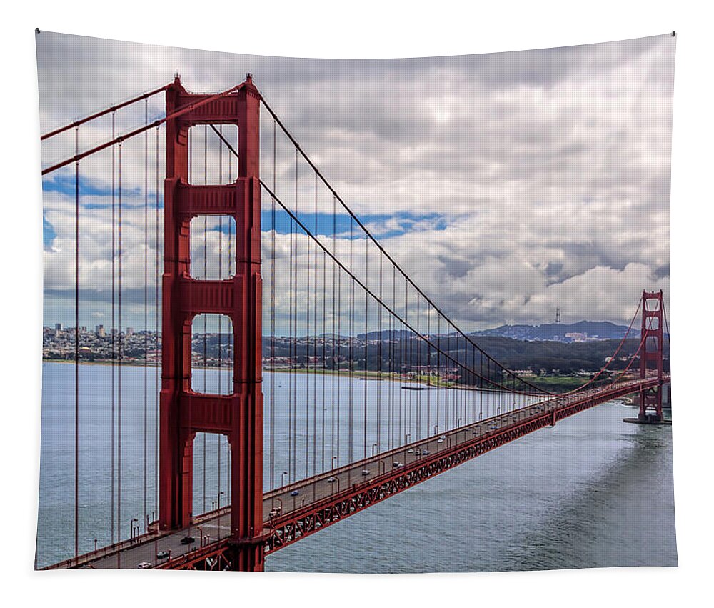 Golden Gate Bridge Tapestry featuring the photograph The Golden Gate Bridge - View 1 by Susan Rissi Tregoning