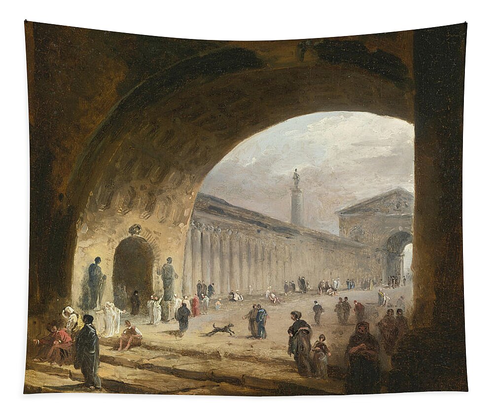 Hubert Robert Tapestry featuring the painting The Great Archway by Hubert Robert