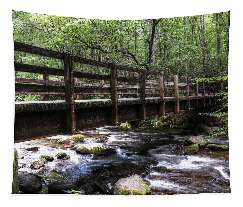 Kephart Prong Bridge Tapestry featuring the photograph The Great Smoky Mountains Kephart Prong Bridge by Carol Montoya