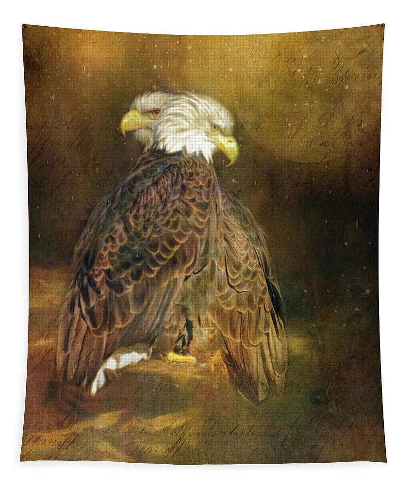 Eagles Tapestry featuring the digital art The Guardians by Eleanor Abramson