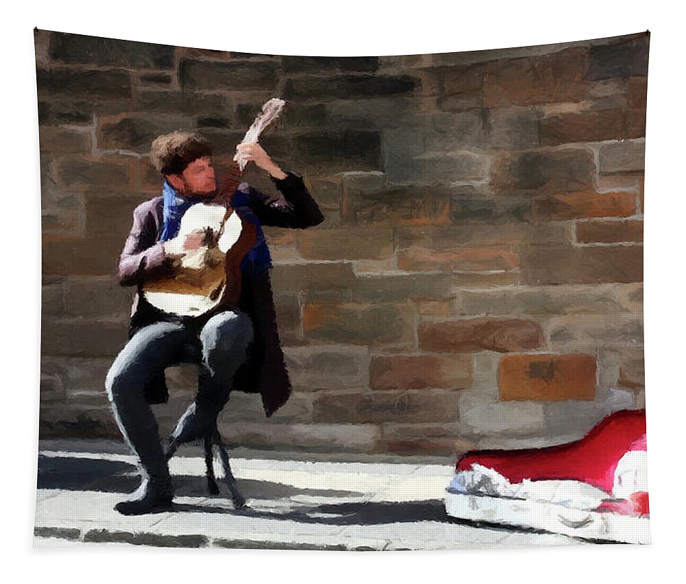 Guitar Tapestry featuring the painting The Guitarist by David Dehner
