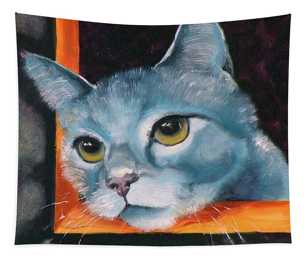 Cat Tapestry featuring the painting The Heart is a Lonely Hunter by Susan A Becker