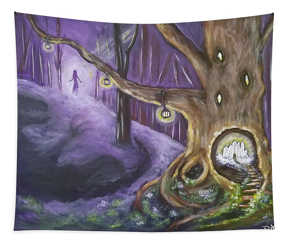 Magic Tapestry featuring the painting The Hollow Tree by Diana Haronis