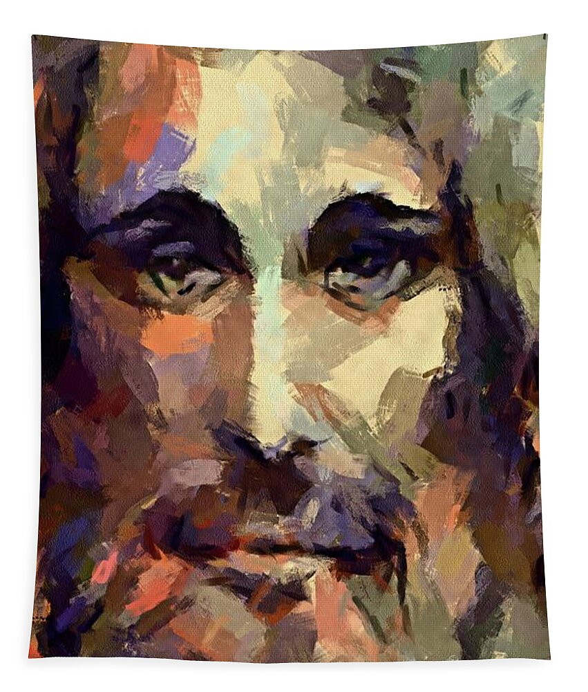 Jesus Tapestry featuring the painting The Holy Face Of Jesus by Dragica Micki Fortuna
