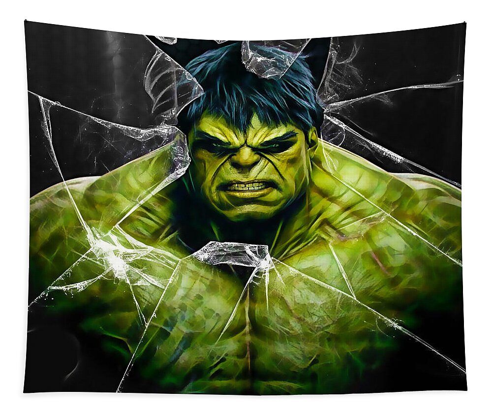 Avengers Tapestry featuring the mixed media The Incredible Hulk Collection by Marvin Blaine