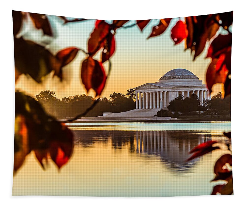 Leaves Tapestry featuring the photograph Jefferson in Autumn by Ed Clark