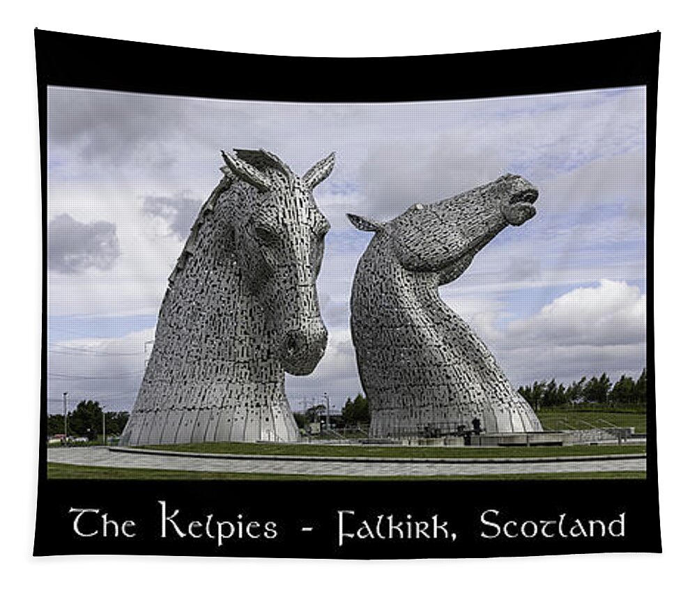 Andy Scott Tapestry featuring the photograph The Kelpies Tryptich by Teresa Wilson