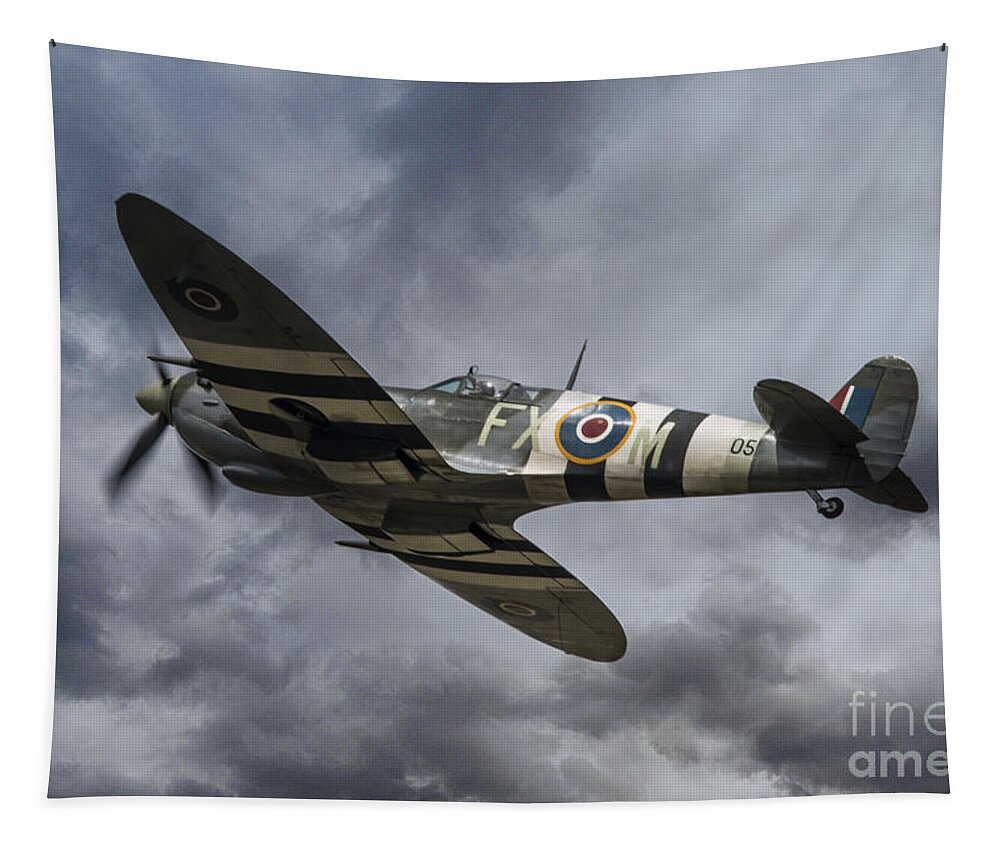 Supermarine Tapestry featuring the digital art The Kent Spitfire by Airpower Art