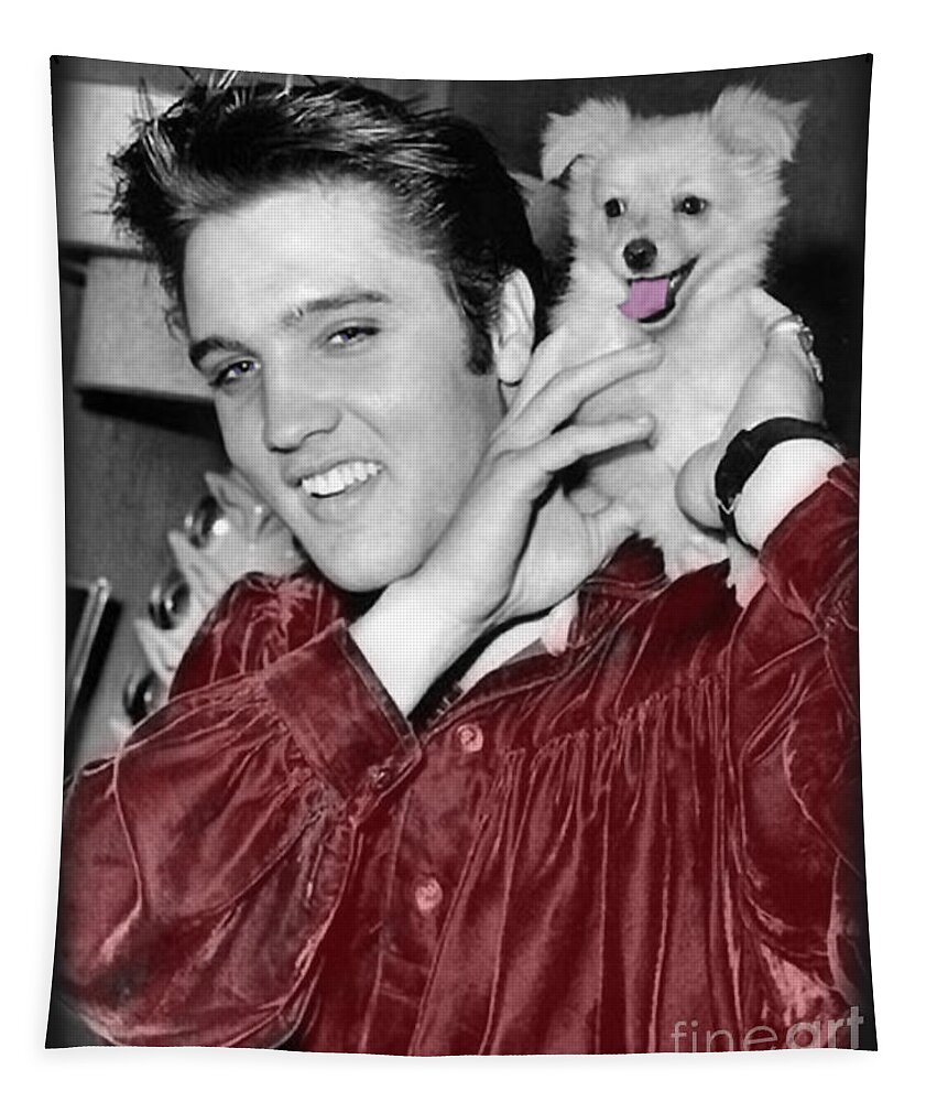 Elvis Tapestry featuring the photograph The King Rocks On XXX by Al Bourassa