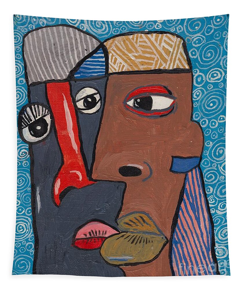 Abstract Tapestry featuring the painting The Kiss by David Jackson