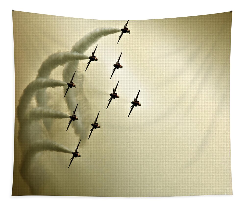 Red Arrows Tapestry featuring the photograph The Kite Roll by Ang El