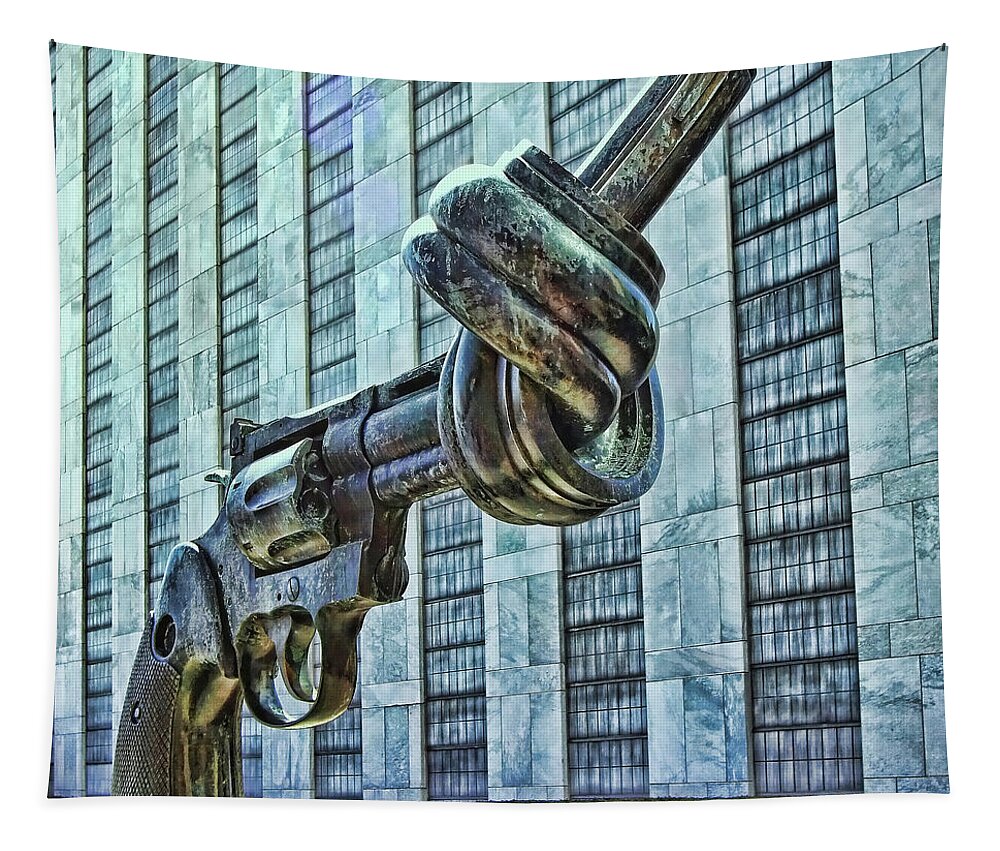 Non-violence Sculpture Tapestry featuring the photograph The Knotted Gun by Allen Beatty