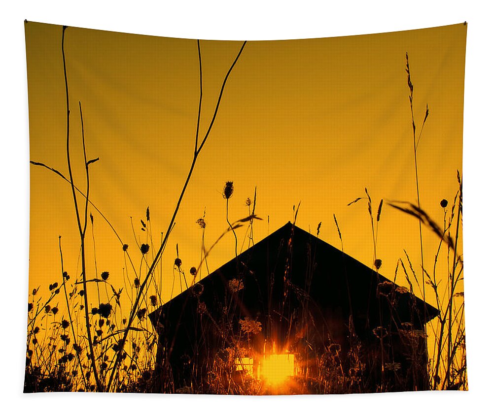 Yellow Tapestry featuring the photograph The Last Sunset by Terry Doyle