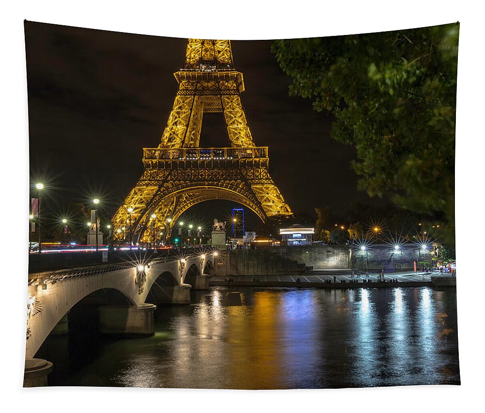 Eiffel Tapestry featuring the photograph The Lights of Paris by Everet Regal