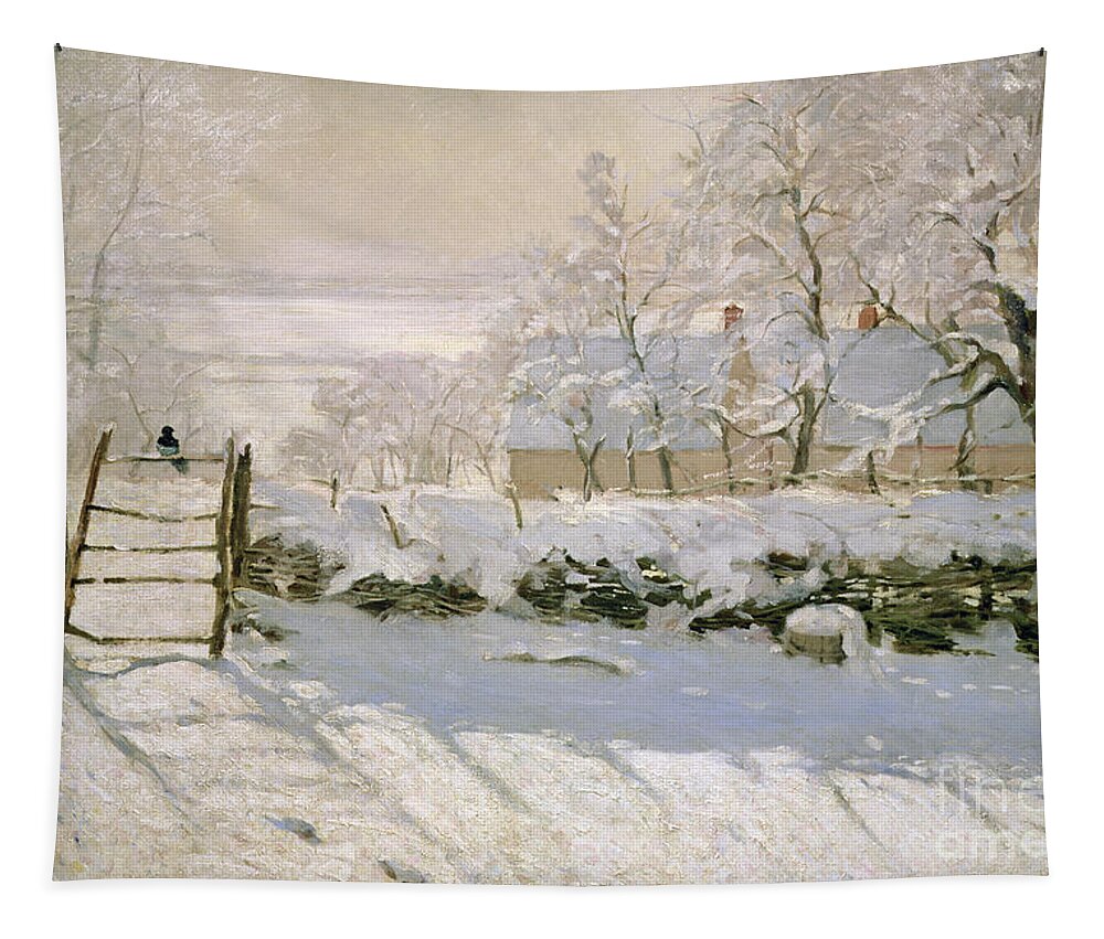 The Tapestry featuring the painting The Magpie by Claude Monet