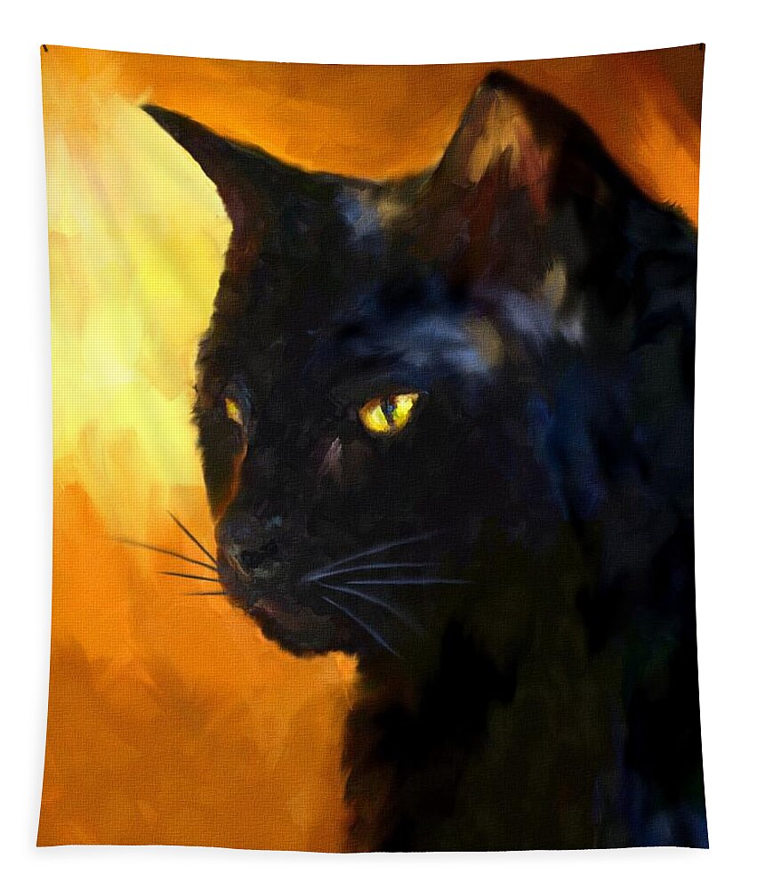 Cat Tapestry featuring the painting The Master by Jai Johnson