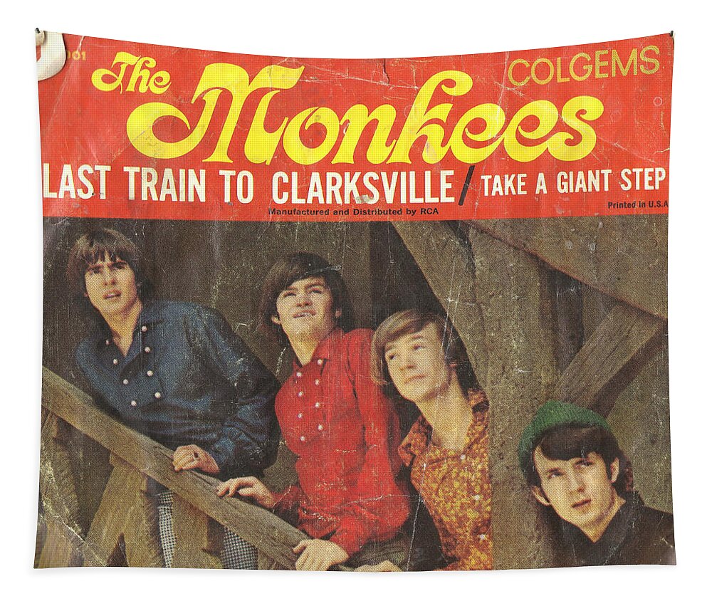Monkeys Tapestry featuring the photograph The Monkees Last Train to Clarksville 45 Sleeve by Edward Fielding