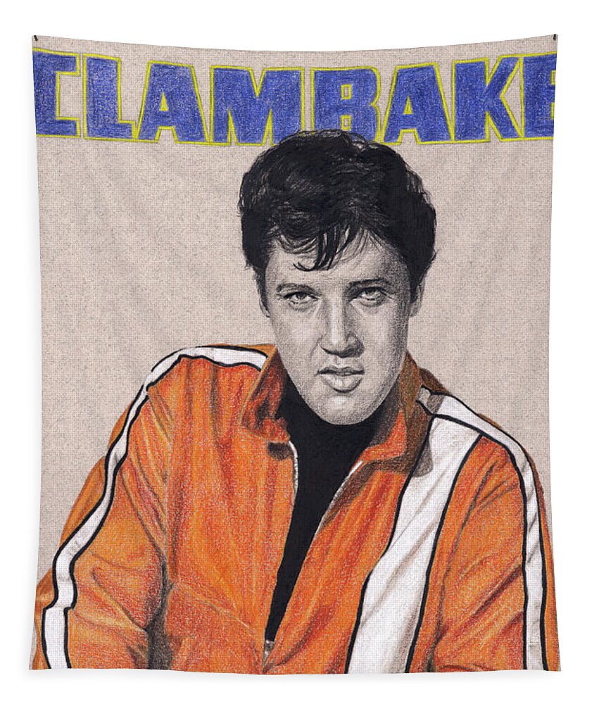 Elvis Tapestry featuring the drawing The Movies #25, Clambake by Rob De Vries