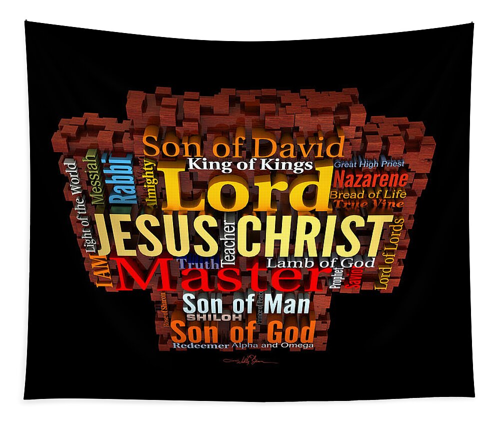 Word Clouds Tapestry featuring the digital art The Names of the King-2 by William Ladson