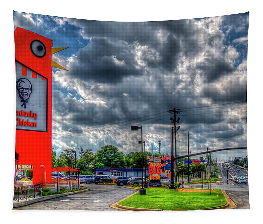 Reid Callaway The Big Chicken Tapestry featuring the photograph The New Big Chicken 2 Hwy 41 Cobb Parkway Art by Reid Callaway