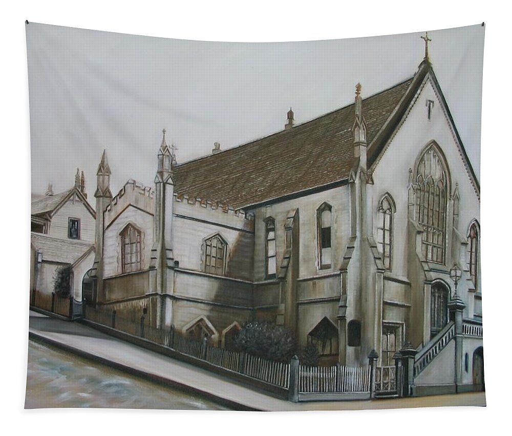 Church Tapestry featuring the painting The New Zealand Church by Sukalya Chearanantana