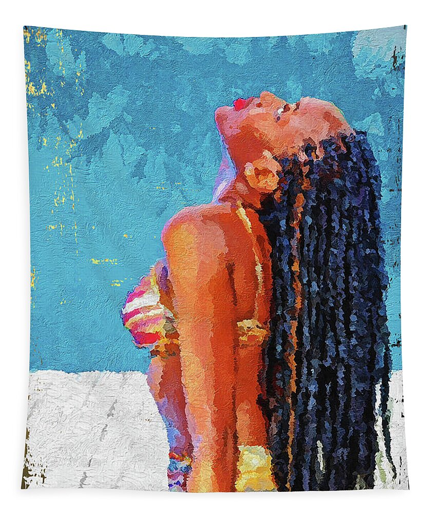 'hey Tapestry featuring the digital art The Nubian Beauty by Serge Averbukh