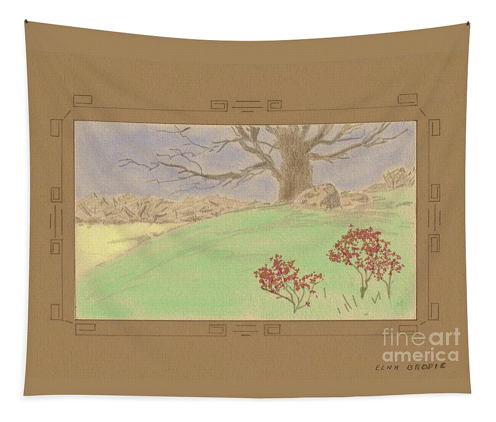 Gully Tapestry featuring the drawing The Old Gully Tree by Donna L Munro