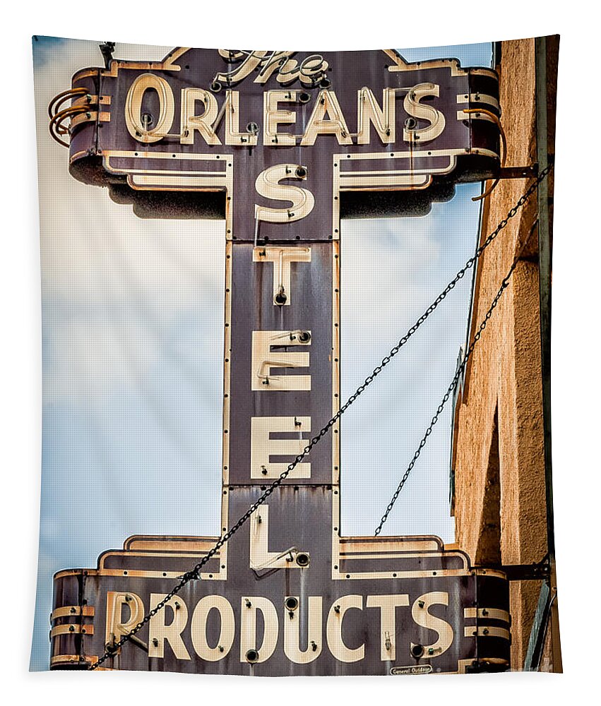 Sign Tapestry featuring the photograph The Orleans Steel Products Sign by Kathleen K Parker