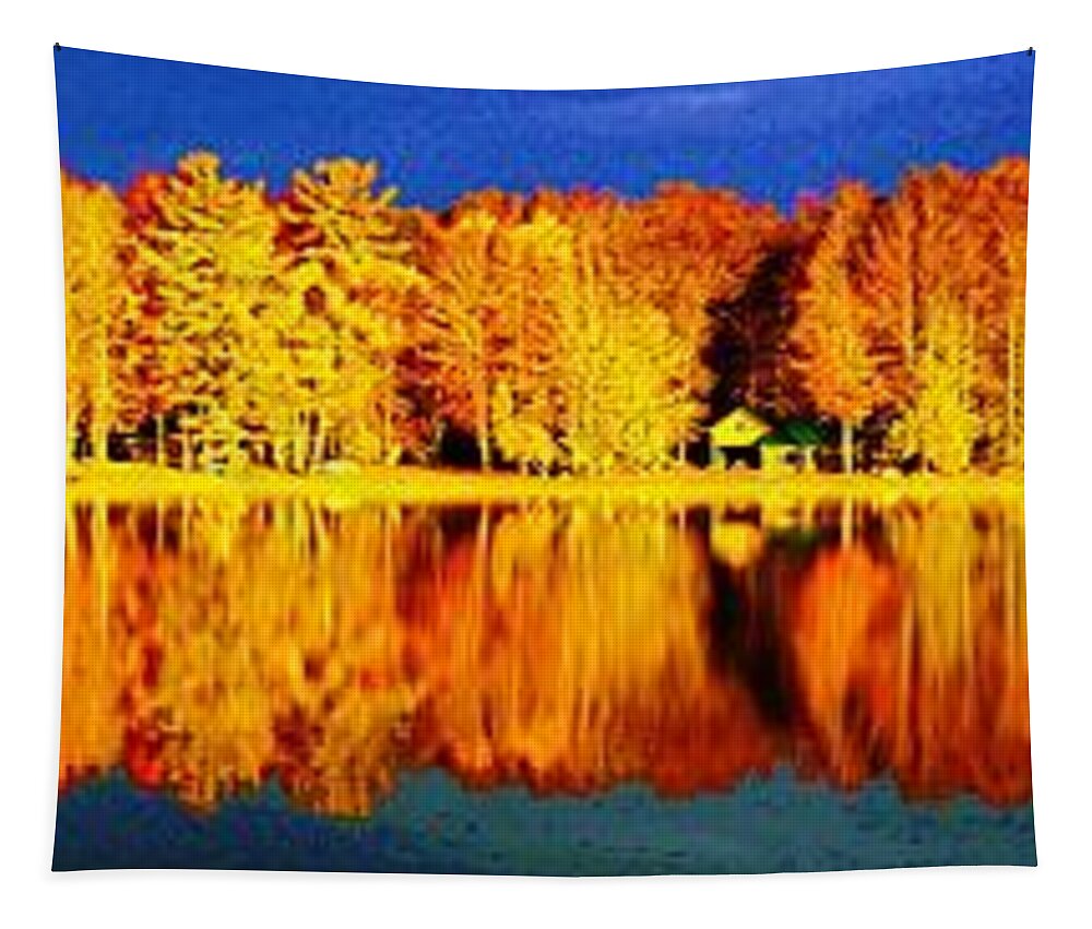 Michigan Tapestry featuring the photograph The other side... pano 2015 by Daniel Thompson
