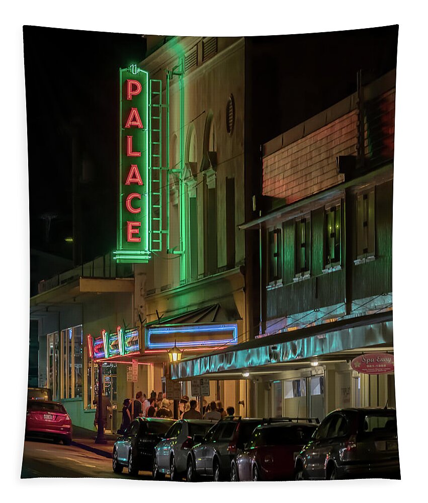The Palace Theater Tapestry featuring the photograph The Palace at Night by Susan Rissi Tregoning