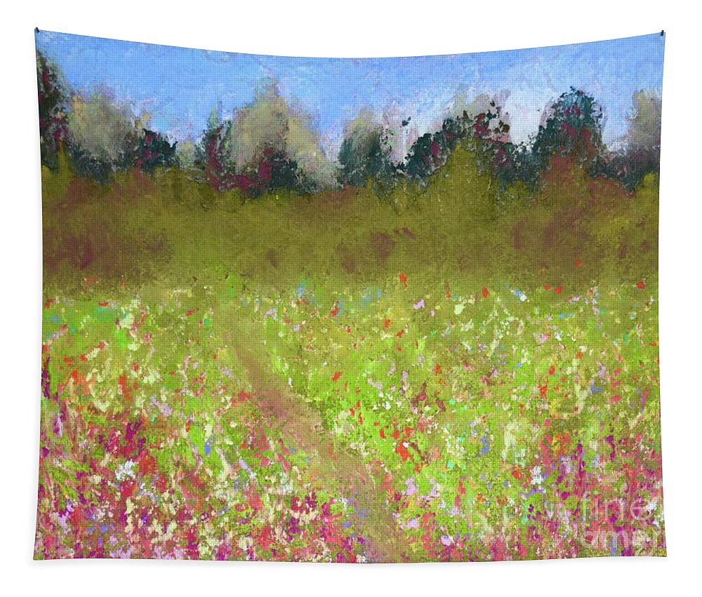  Tapestry featuring the pastel The Path by Barrie Stark