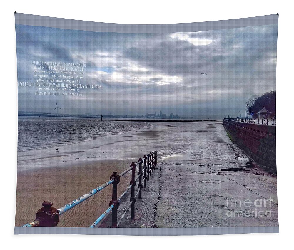 New Brighton Tapestry featuring the photograph The Peace of God Beach Scene by Joan-Violet Stretch