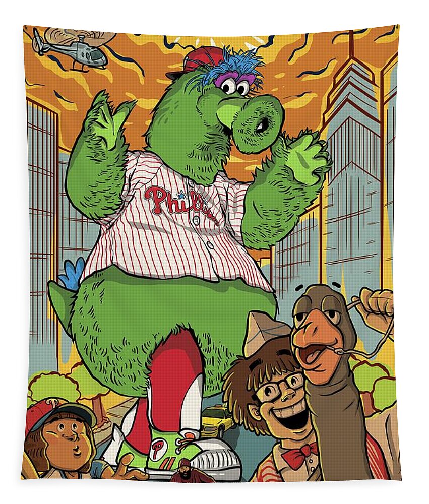Philly Tapestry featuring the drawing The Pherocious Phanatic by Miggs The Artist