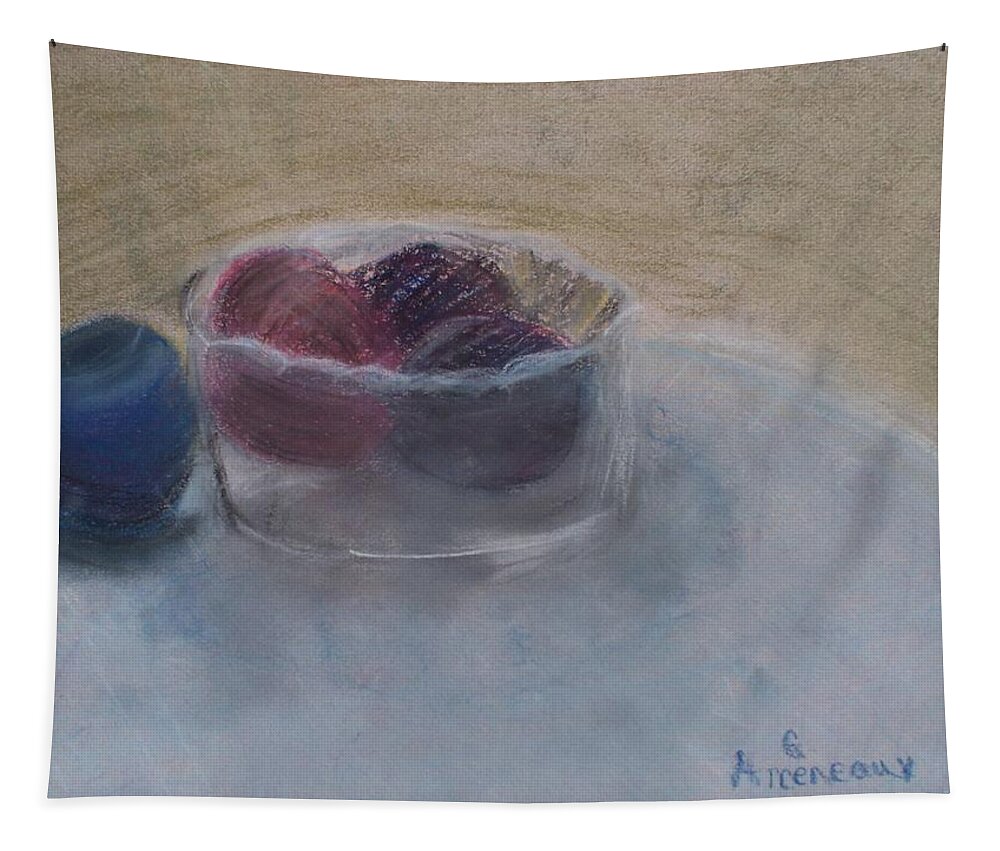 The Plums Tapestry featuring the pastel The Plums by Seaux-N-Seau Soileau