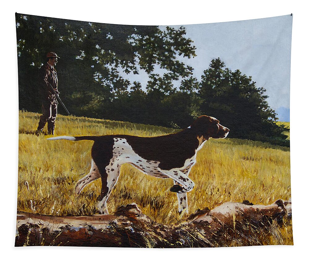 German Short-haired Pointer Tapestry featuring the painting The Point by Richard De Wolfe
