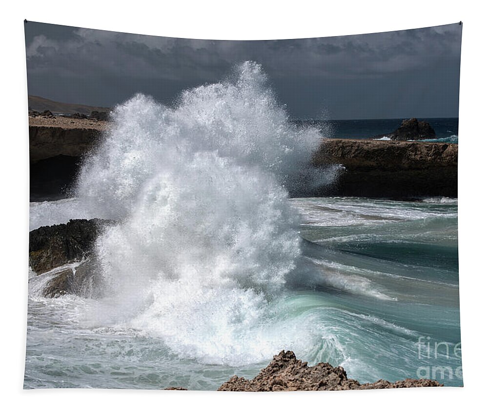 Aruba Tapestry featuring the photograph The Power Of The Sea by Judy Wolinsky