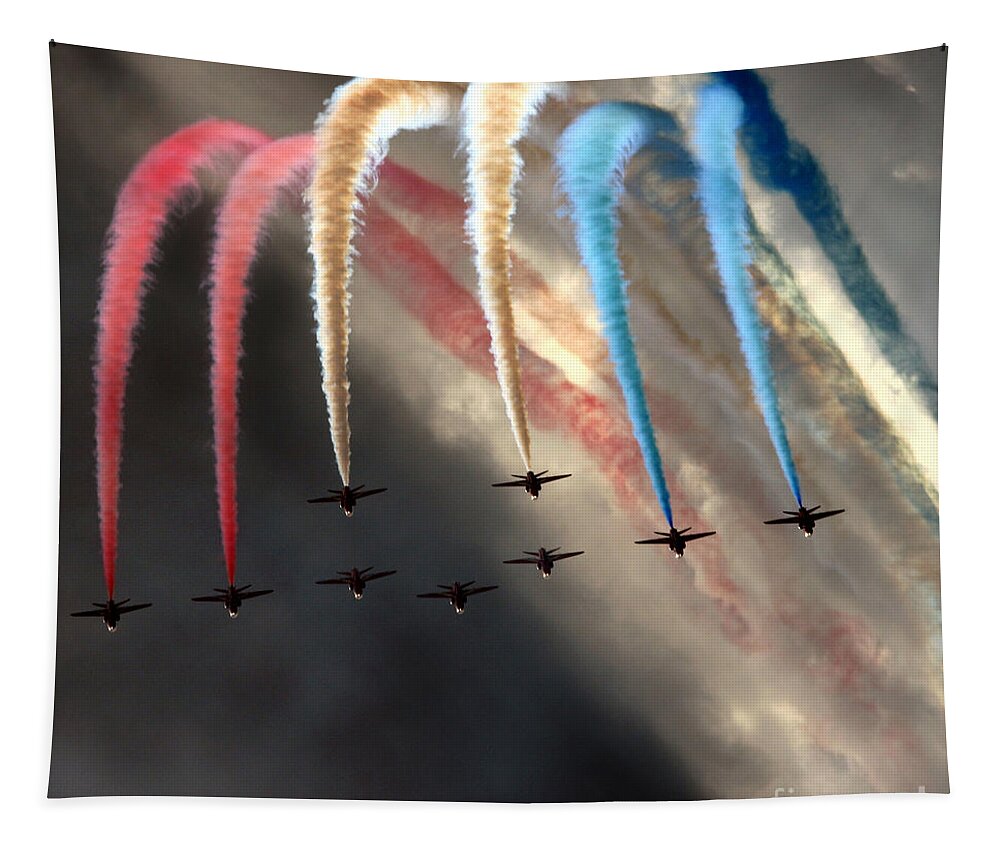 Red Arrows Tapestry featuring the photograph The Rainbow Phoenix by Ang El