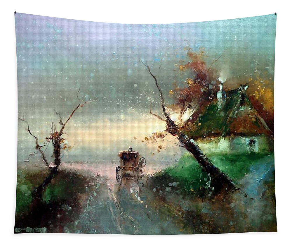 Russian Artists New Wave Tapestry featuring the painting The Rays of the Morning Sun by Igor Medvedev