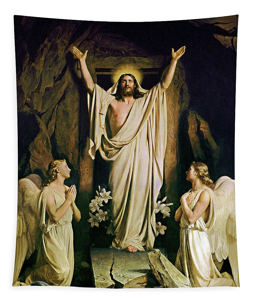 Resurrection Carl Heinrich Bloch Denmark Chapel Christian Bible Gospels Frederiksborg Palace Jesus Tapestry featuring the painting The Resurrection by Troy Caperton