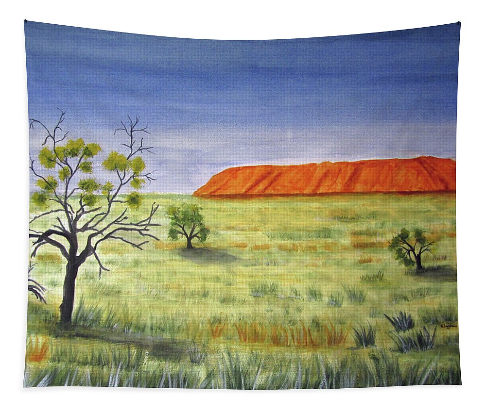  Landscape Tapestry featuring the painting The Rock by Elvira Ingram