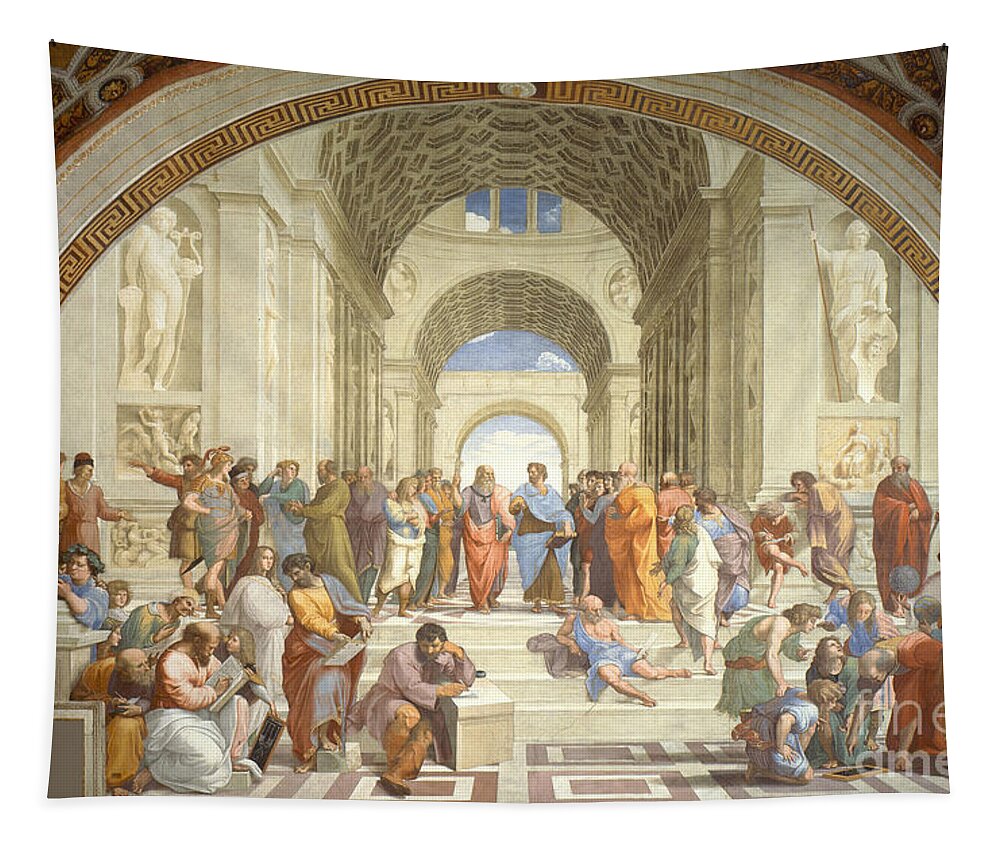 Science Tapestry featuring the photograph The School Of Athens, Raphael by Science Source