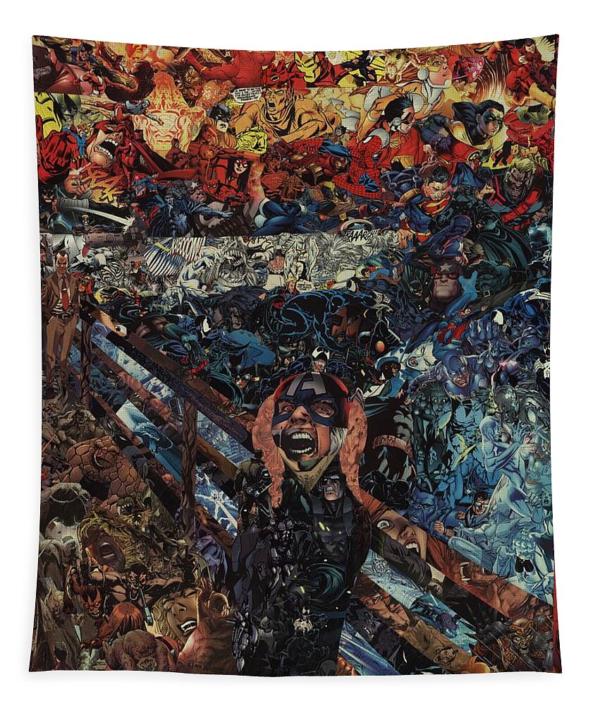 Collage Tapestry featuring the mixed media The Scream After Edvard Munch by Joshua Redman