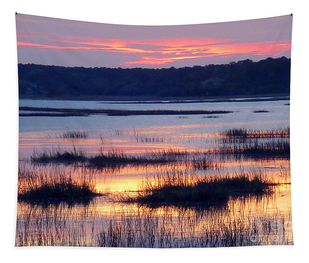 Sunset Tapestry featuring the photograph The Sky is on Fire by Rick Locke - Out of the Corner of My Eye