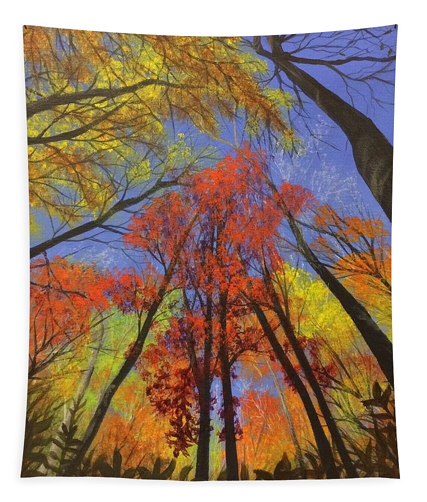 Trees Tapestry featuring the painting The Sky's The Limit by Marlene Little