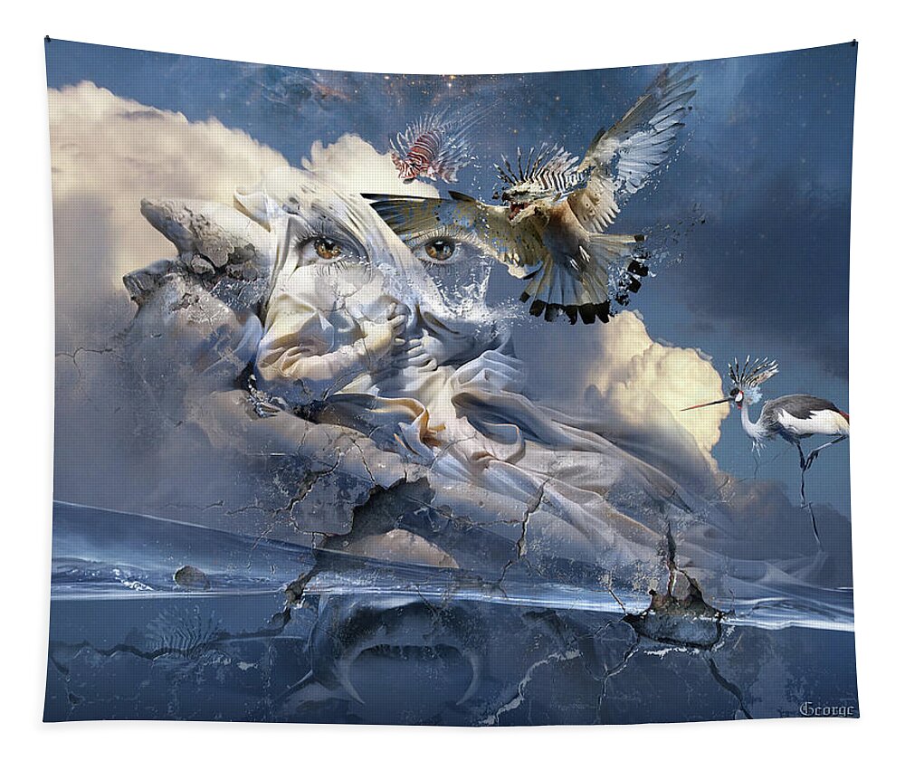 Dream Art Tapestry featuring the digital art The Sleep of Reason Produces Monsters neo-surrealism by George Grie