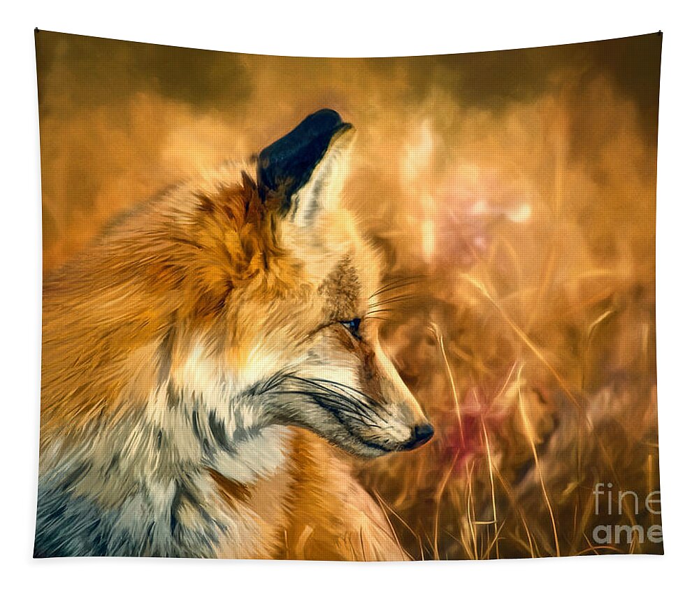 Fox Tapestry featuring the painting The Sly Fox by Tina LeCour