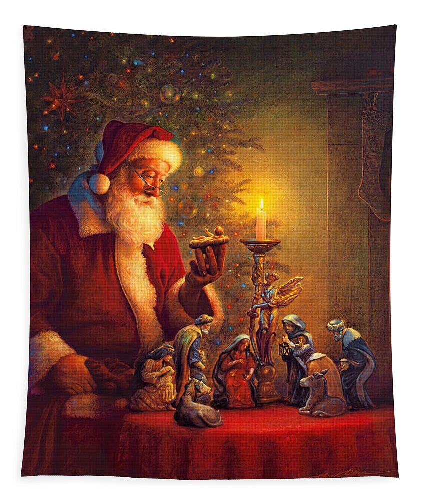 Santa Claus Tapestry featuring the painting The Spirit of Christmas by Greg Olsen